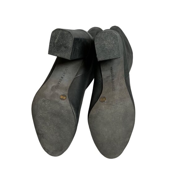 Lucky Brand Walwyn Black Nubuck Leather Block Heel Bootie Women's Size 8M - Picture 5 of 9